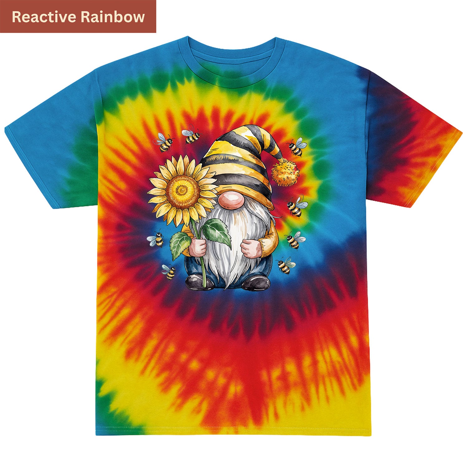Bee Happy Gnome Premium Tie-dye Unisex Shirt