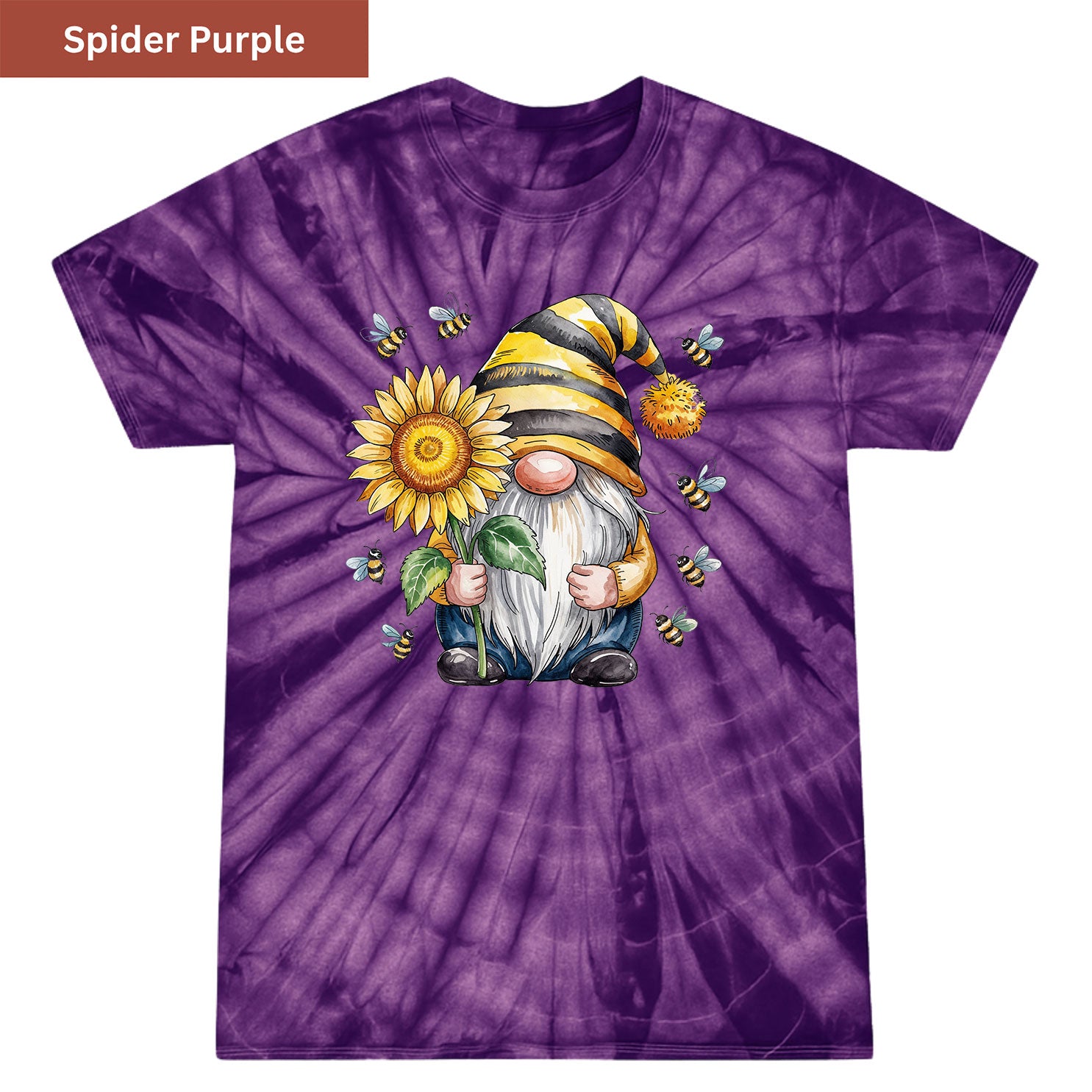 Bee Happy Gnome Premium Tie-dye Unisex Shirt