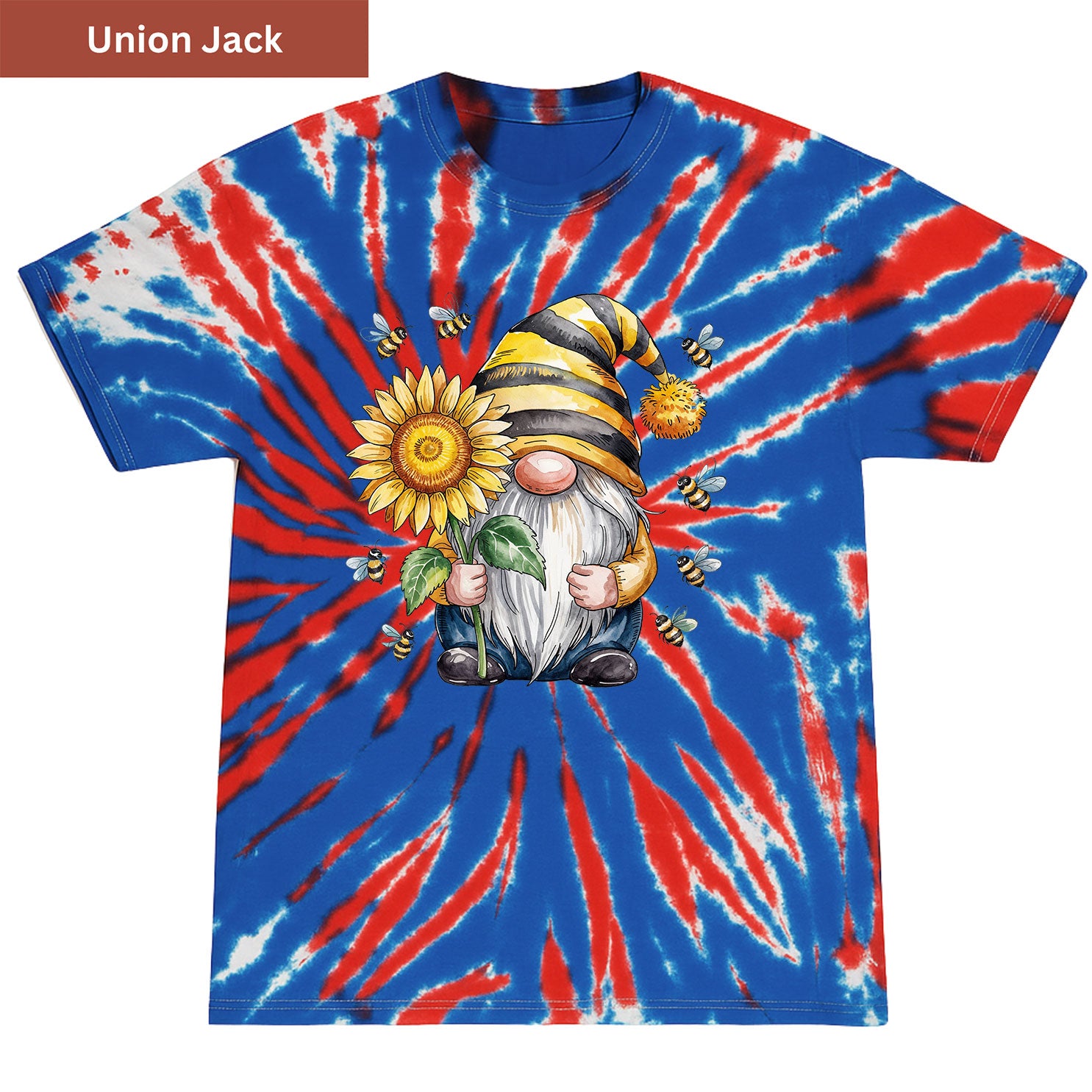 Bee Happy Gnome Premium Tie-dye Unisex Shirt