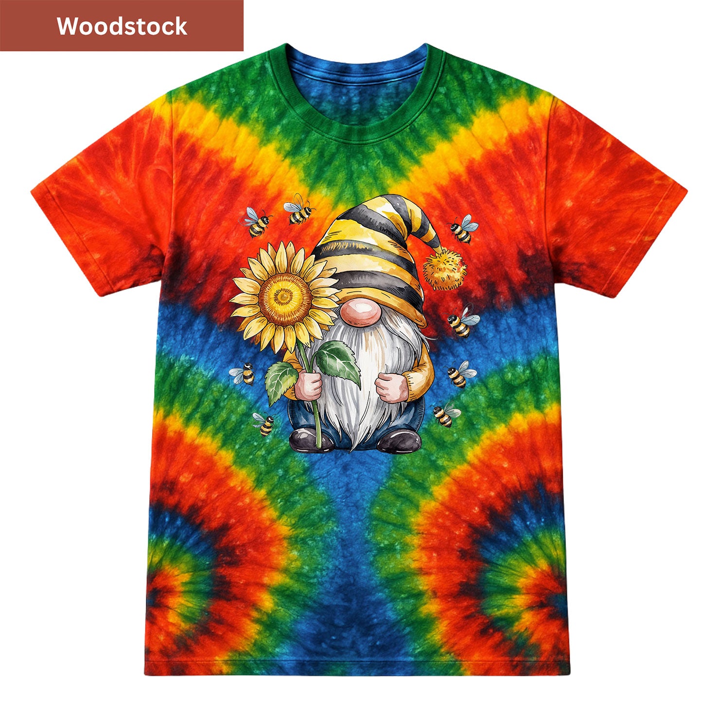 Bee Happy Gnome Premium Tie-dye Unisex Shirt