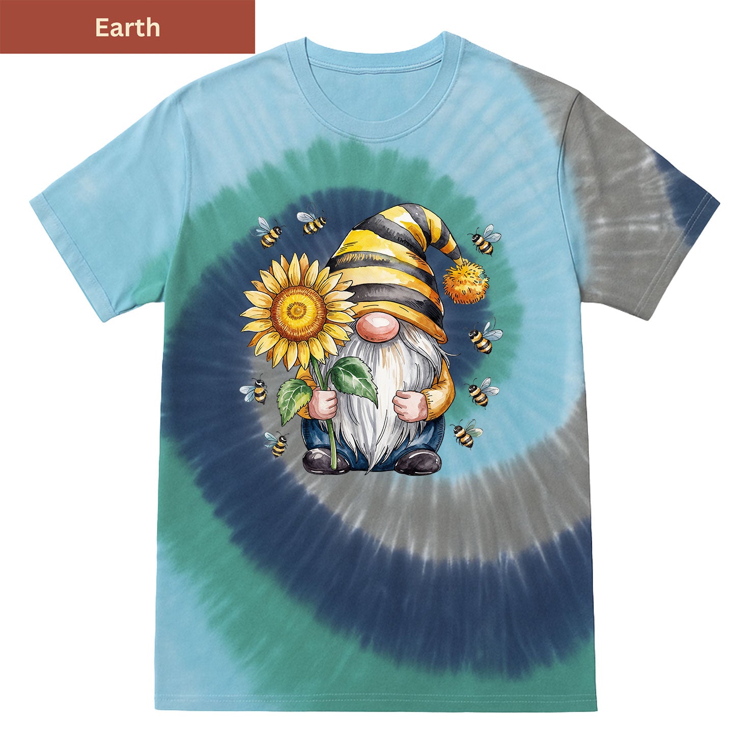 Bee Happy Gnome Premium Tie-dye Unisex Shirt