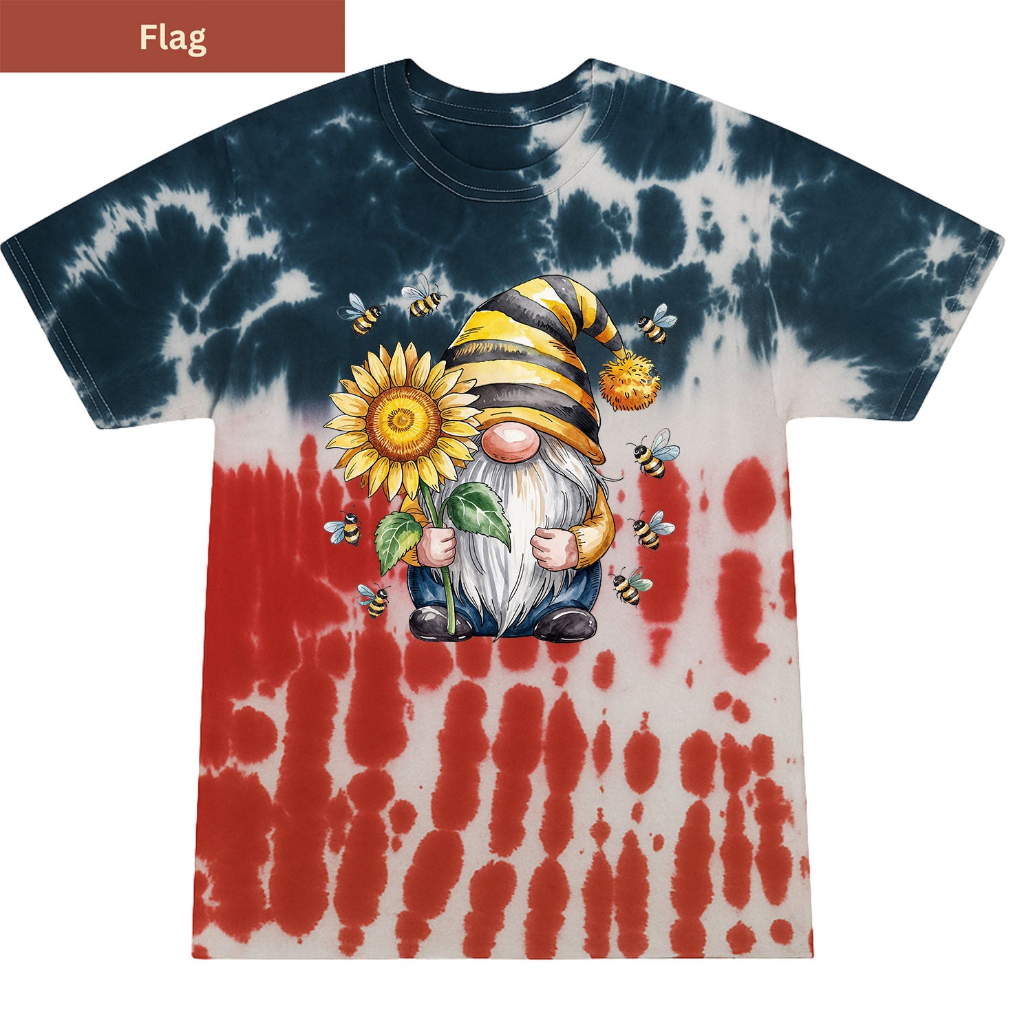 Bee Happy Gnome Premium Tie-dye Unisex Shirt