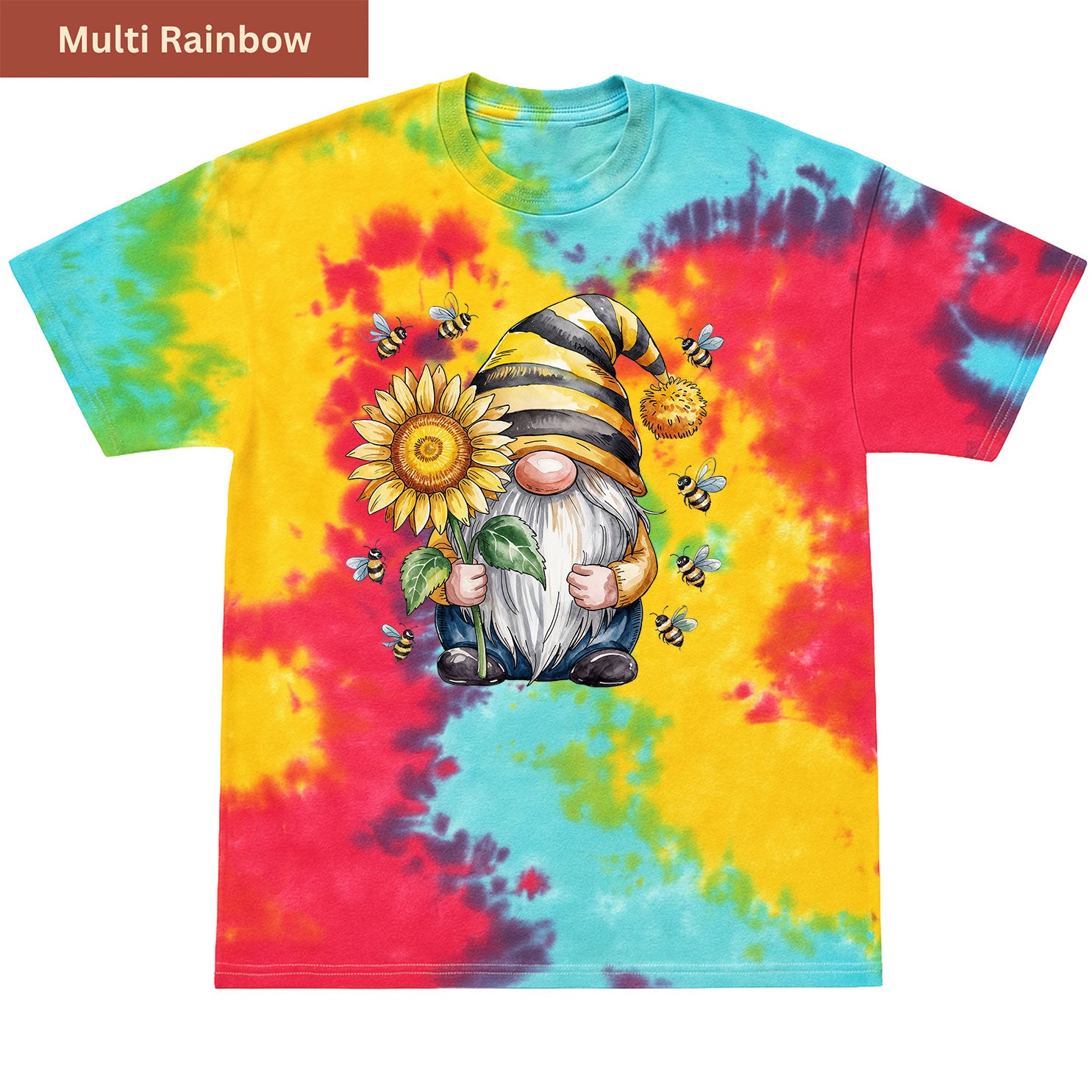 Bee Happy Gnome Premium Tie-dye Unisex Shirt