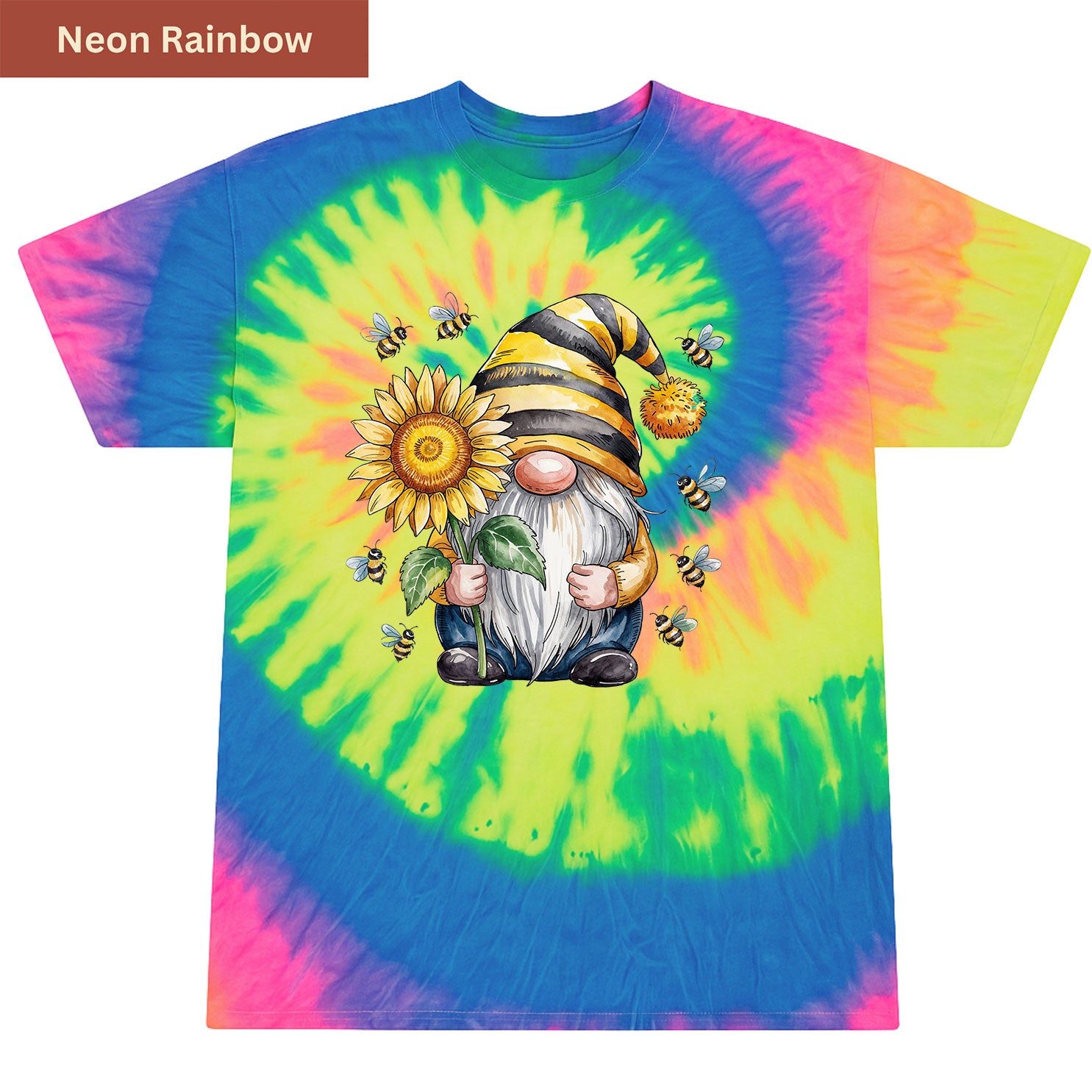 Bee Happy Gnome Premium Tie-dye Unisex Shirt
