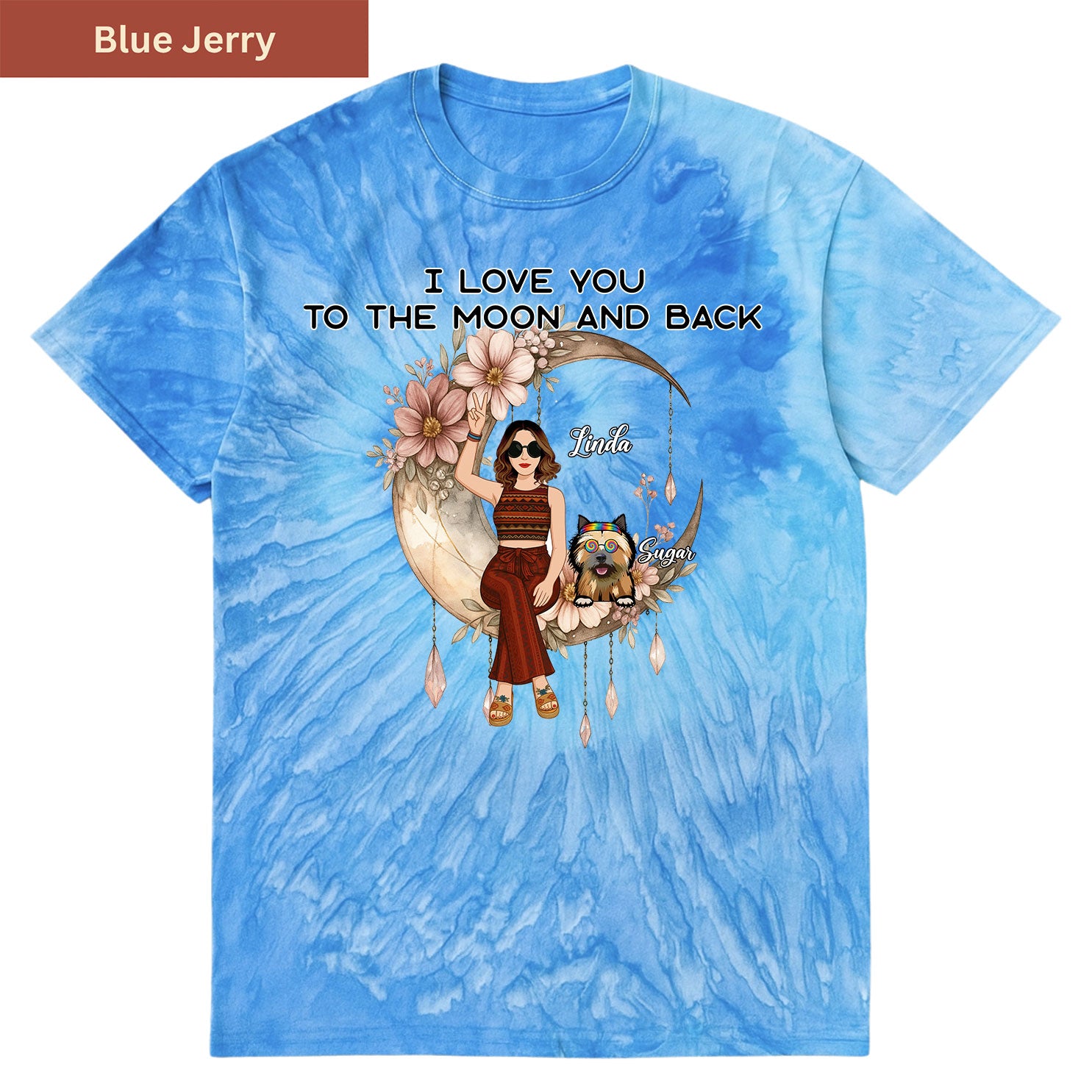 Peace, paws, and moonlight Premium Tie-dye Unisex Shirt