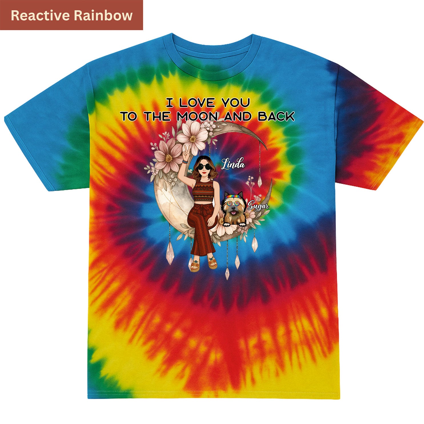 Peace, paws, and moonlight Premium Tie-dye Unisex Shirt