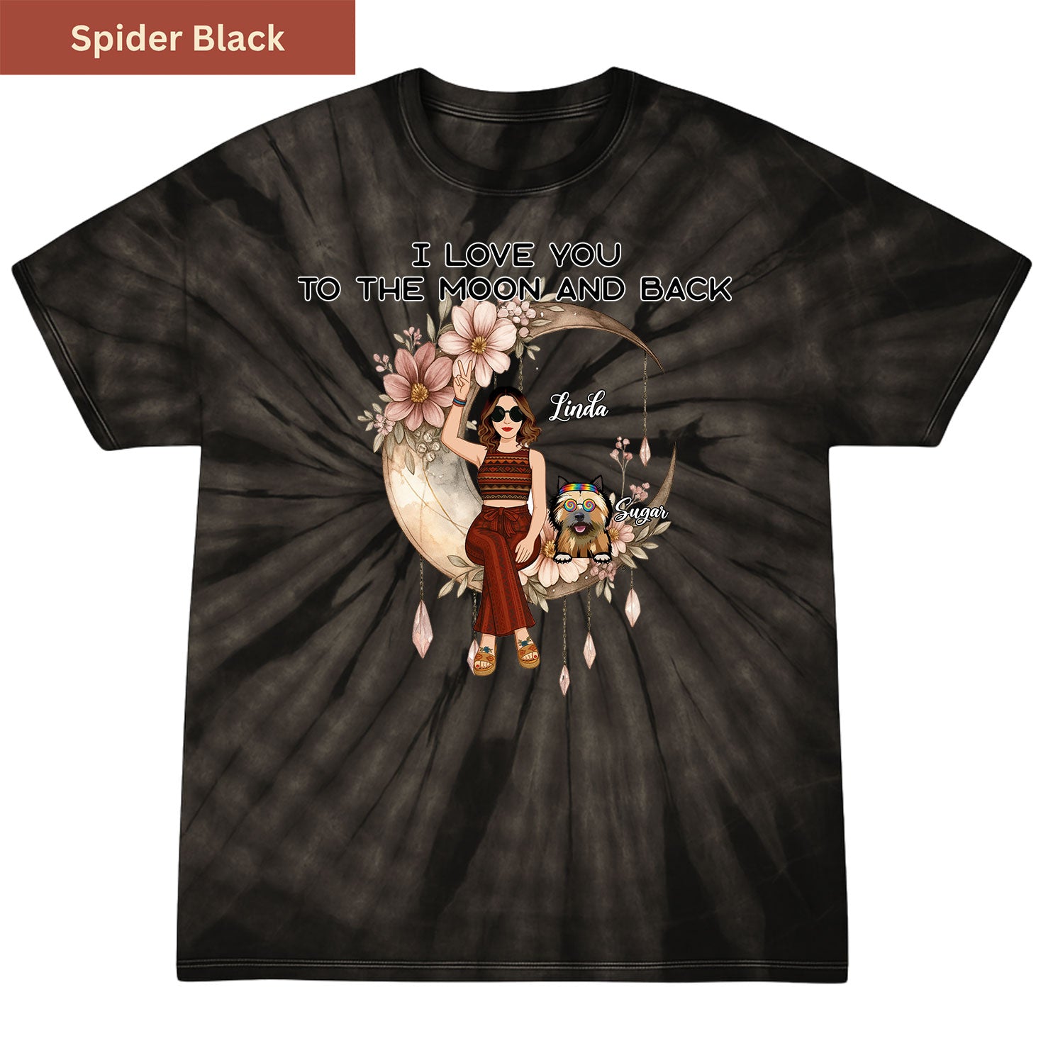 Peace, paws, and moonlight Premium Tie-dye Unisex Shirt