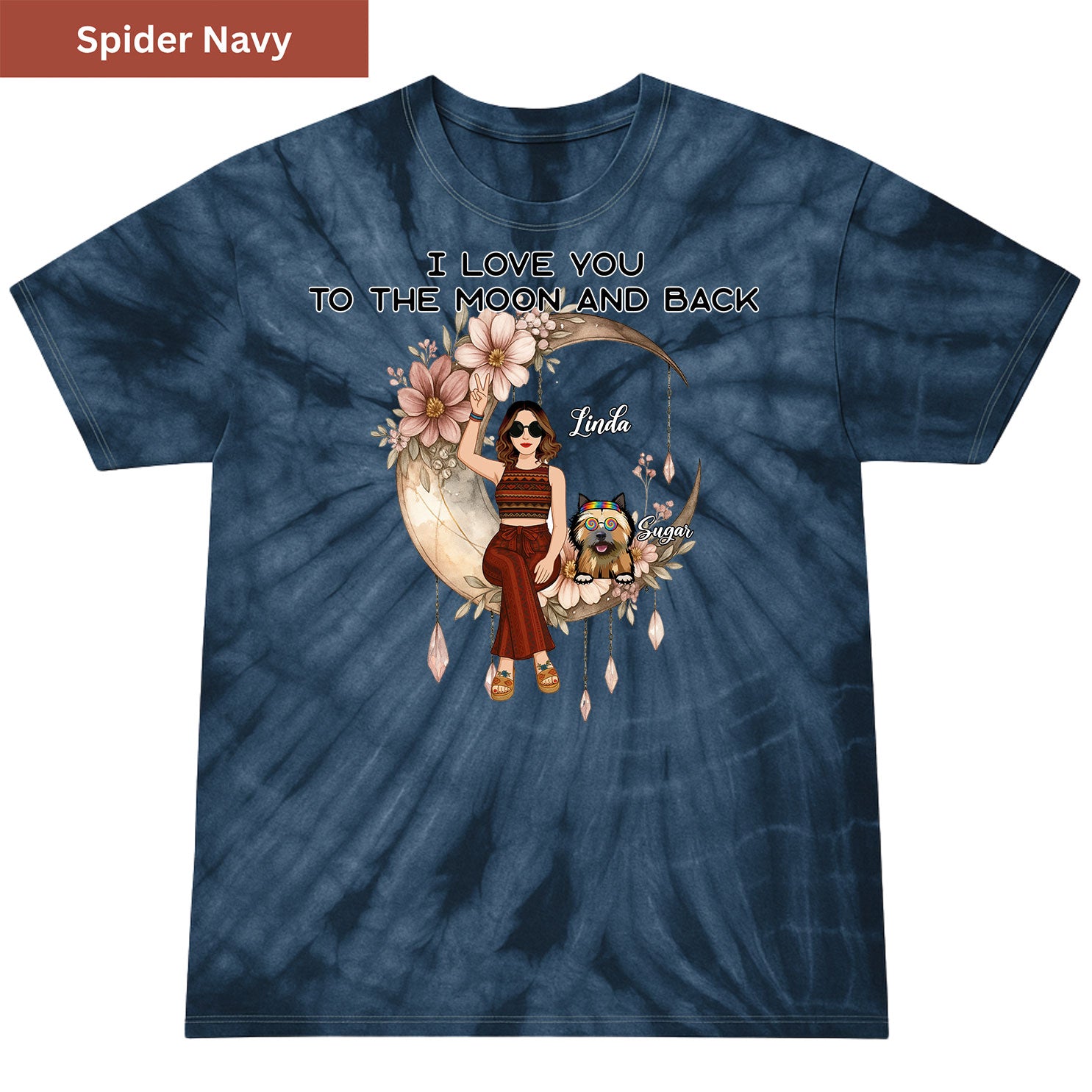 Peace, paws, and moonlight Premium Tie-dye Unisex Shirt