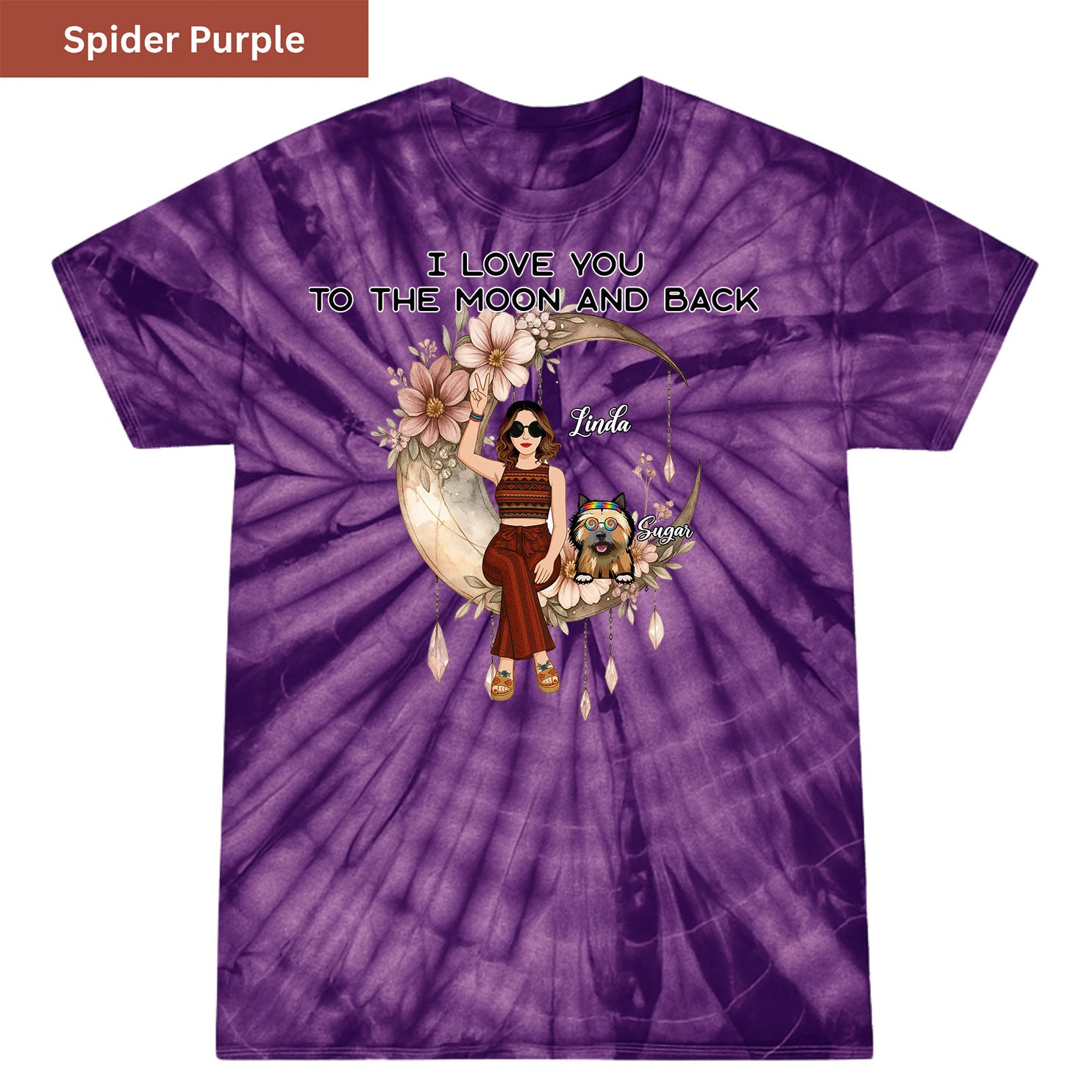 Peace, paws, and moonlight Premium Tie-dye Unisex Shirt