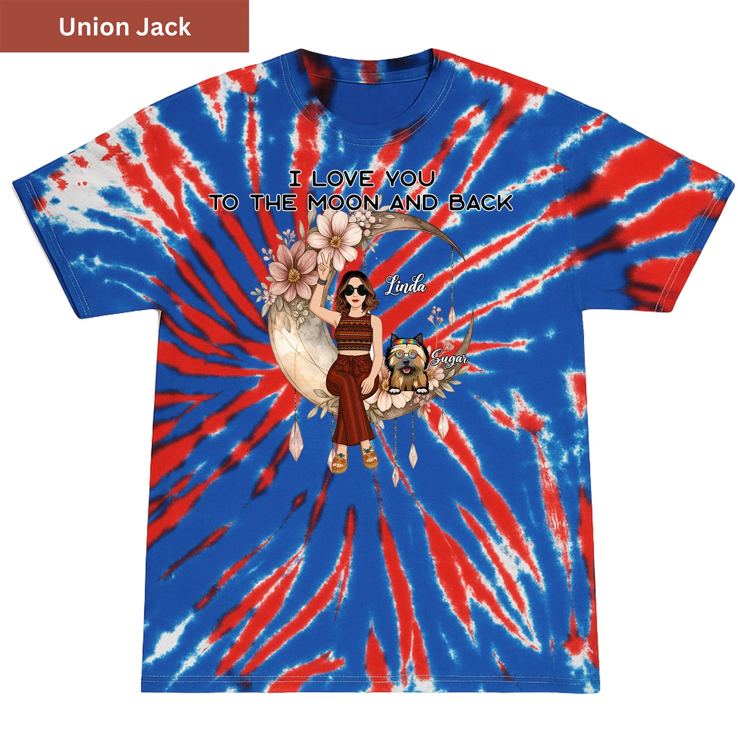 Peace, paws, and moonlight Premium Tie-dye Unisex Shirt
