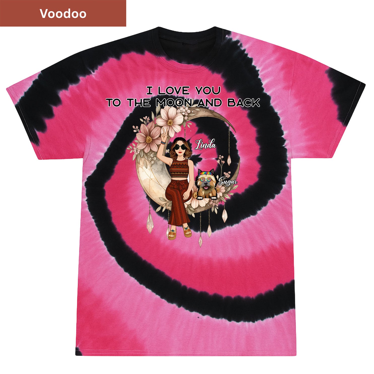 Peace, paws, and moonlight Premium Tie-dye Unisex Shirt