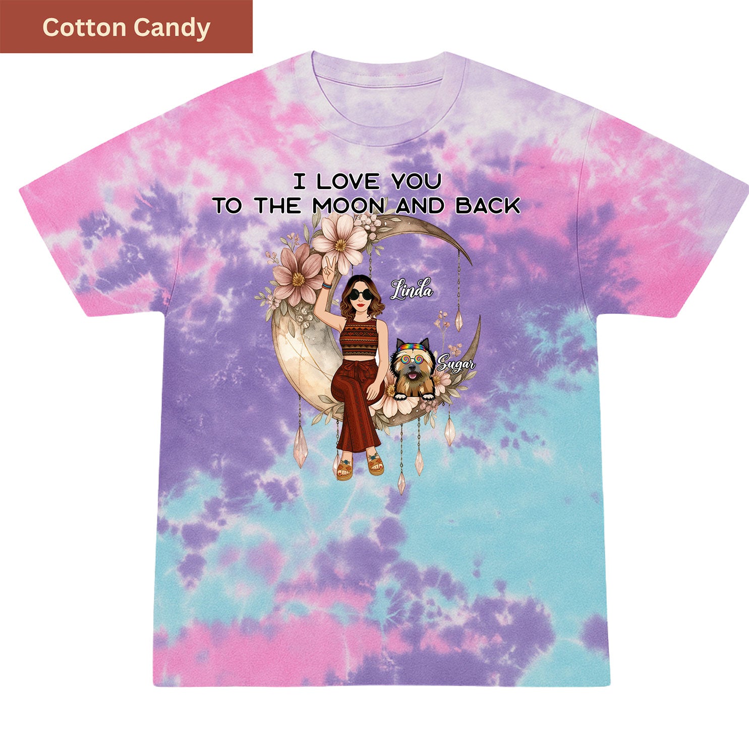 Peace, paws, and moonlight Premium Tie-dye Unisex Shirt