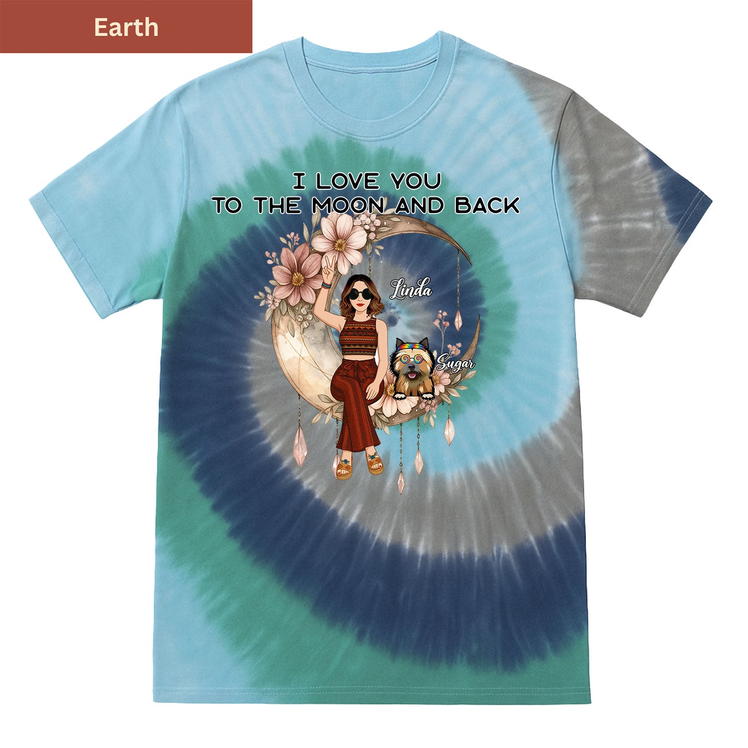 Peace, paws, and moonlight Premium Tie-dye Unisex Shirt