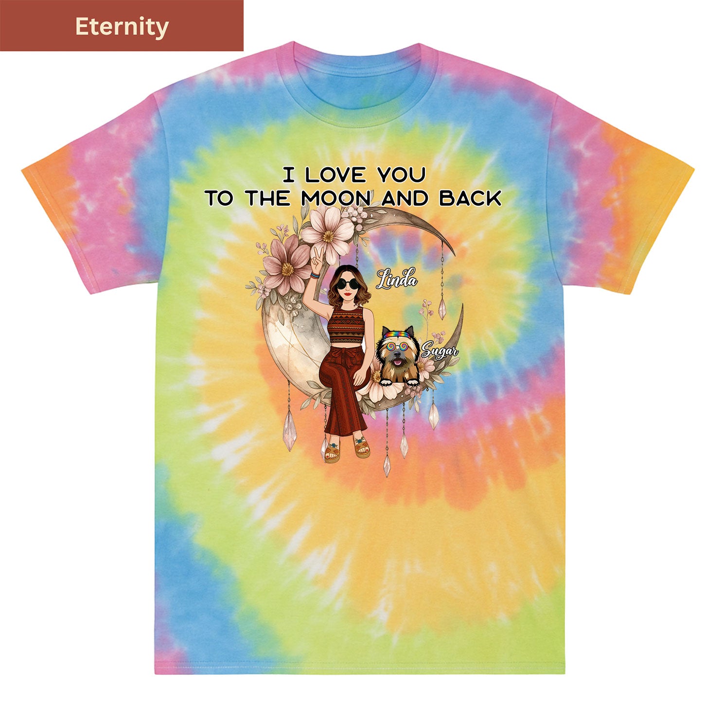 Peace, paws, and moonlight Premium Tie-dye Unisex Shirt