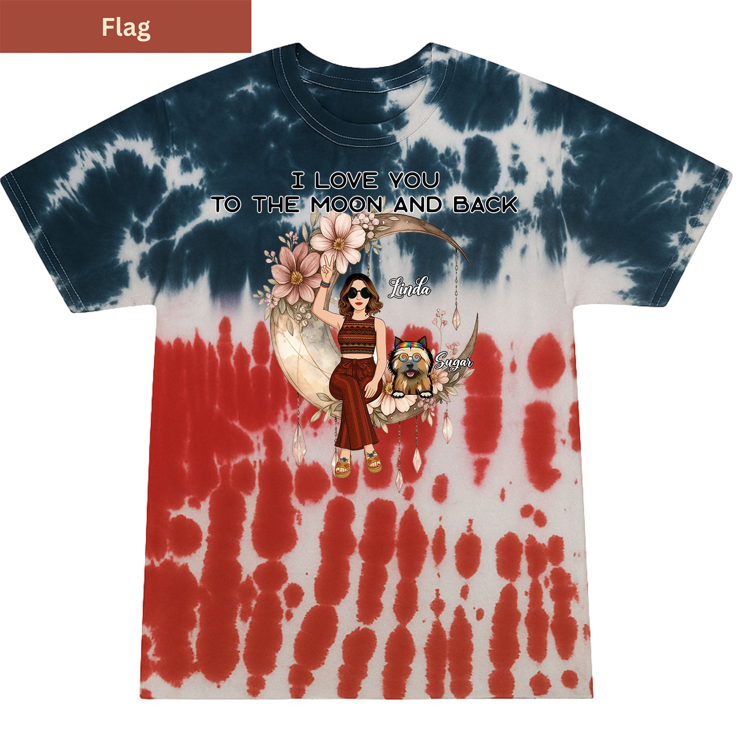 Peace, paws, and moonlight Premium Tie-dye Unisex Shirt