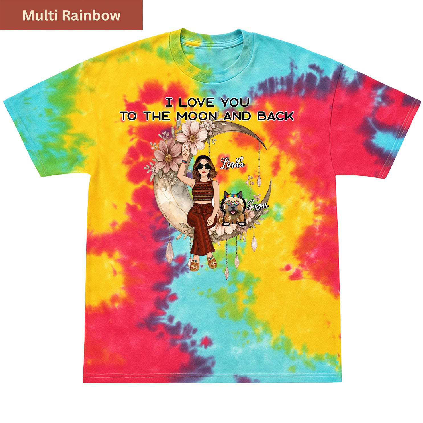 Peace, paws, and moonlight Premium Tie-dye Unisex Shirt