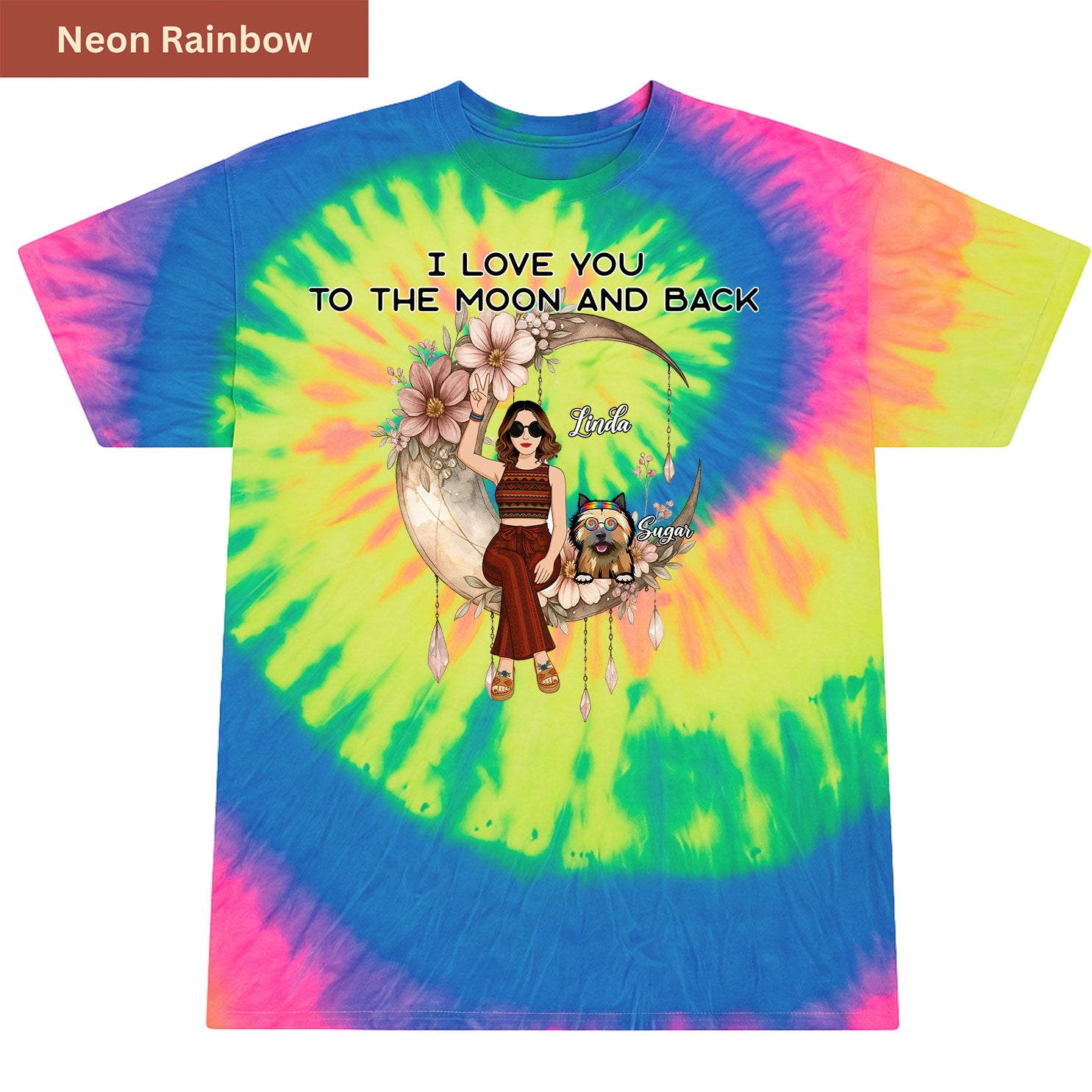 Peace, paws, and moonlight Premium Tie-dye Unisex Shirt