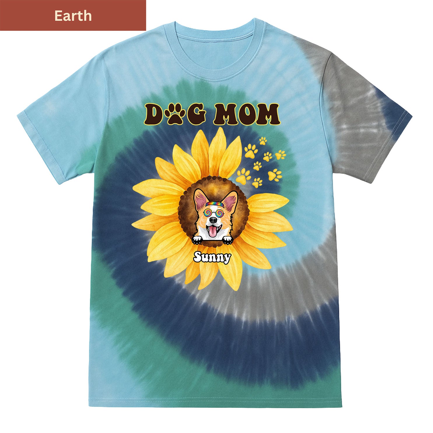 Sunflower Dog Dad Premium Tie-dye Unisex Shirt