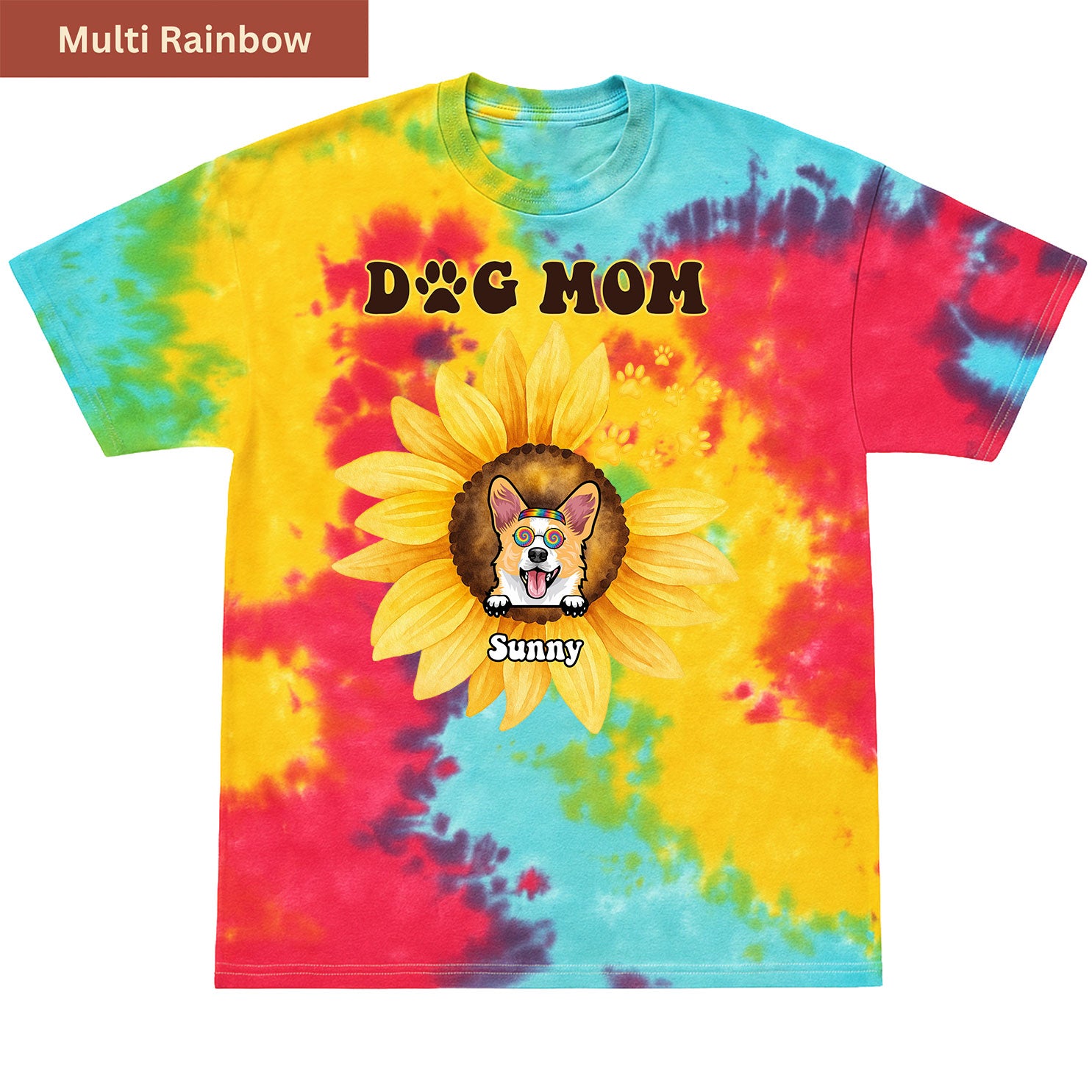 Sunflower Dog Dad Premium Tie-dye Unisex Shirt